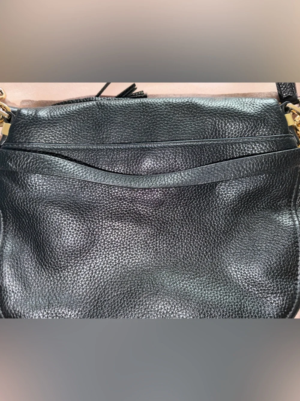 Michael Kors Black Pebbled Leather Crossbody Bag with Tassel
